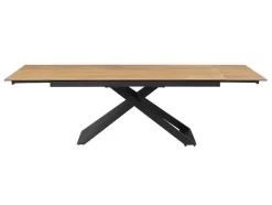 Verlengbare Eettafel 6 Tot 10 Plaatsen Van Keramiek, Gehard Glas En Metaal - Licht Naturel En Zwart - Xerena Van Pascal Morabito