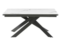 Verlengbare Eettafel 6 Tot 10 Plaatsen Van Keramiek En Metaal - Wit Marmereffect En Antraciet - Corema Van Pascal Morabito