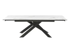 Verlengbare Eettafel 6 Tot 10 Plaatsen Van Keramiek En Metaal - Wit Marmereffect En Antraciet - Corema Van Pascal Morabito