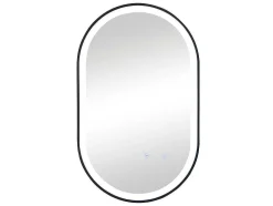 Verlichte Ovale Badkamerspiegel Met Antibewaseming En Zwart Kader - 50 X 80 Cm Alarico
