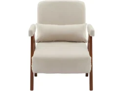 Verstelbare Converteerbare Gewatteerde Fauteuil Van Katoenen Stof - Beige