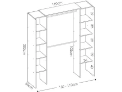 Verstelbare Kledingkast Dorian - L164/234 Cm - Eiken En Antraciet