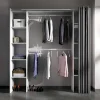 Verstelbare Kledingkast Dorian Met Gordijn - L 110/180 Cm - Kleuren: Wit En Grijs