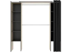 Verstelbare Kledingkast Dorian Met Gordijn - L110/180Cm - Kleuren: Eik En Antraciet