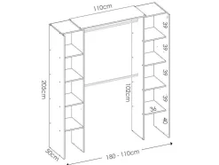 Verstelbare Kledingkast Dorian Met Gordijn - L110/180Cm - Kleuren: Eik En Antraciet