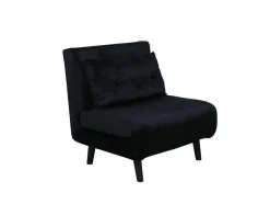 Vicky Slaapbank ,Fauteuil Velours Zwart.