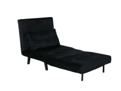 Vicky Slaapbank ,Fauteuil Velours Zwart.