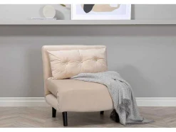 Vicky Slaapbank ,Fauteuil Velours Beige.