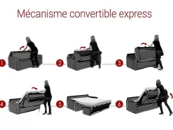 Vierzits Express-Bedbank Van Kunstleer Calife - Grijs - Slaapafmeting 160 Cm