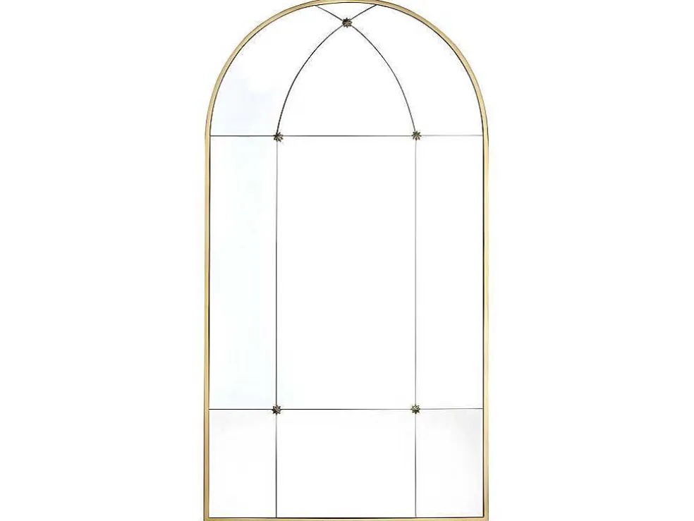 Vintage-Spiegel Van Metaal Palmyre - B80 X H150 Cm - Verouderd Goudkleurig