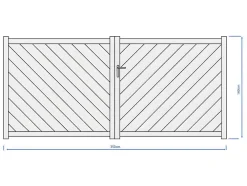 Vleugelpoort - Vol Aluminium - L350 X H160 Cm - Antraciet - Zerano