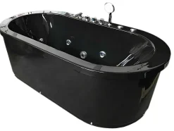 Vrijstaand Ovaal Zwart Whirlpoolbad 185 X 95 Cm 10 Jets Berry