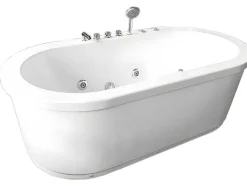 Vrijstaand Wit Ovaal Whirlpoolbad 185 X 95 Cm 10 Jets Perlie