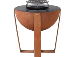 Vuurkorf, Barbecue En Plancha 3 In 1 Van Staal Corten L70 X H80 X D70 Cm - Grezio