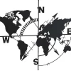 Wanddecoratie Van Metaal - Wereldkaart - H80 X L107 Cm - Zwart - Worldy