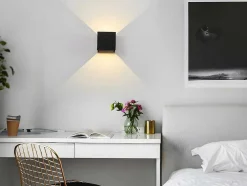Wandlamp Met Ledverlichting Van Aluminium - D10 Cm X H10 - Zwart - Paisley