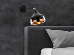 Wandlamp Van Metaal Met Verstelbare Kap Yildo - D17 X H28 Cm - Zwart En Koperkleurig