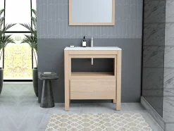 Wastafelmeubel Met Opbergvak - Eikenfineer - 80 Cm - Cosmoti