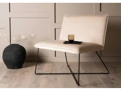 X-Lounge Fauteuil Velours Offwhite.