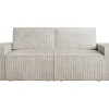 Zitbank 2 Plaatsen Beige Ribfluweel Amelia