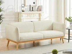 Zitbank Met 3 Plaatsen En Bekleding In Beige Textuurstof Fanira