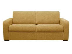3-Zits Express Slaapbank Van Mosterdgele Stof - Matras 14 Cm - Bevis