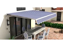 Zonnewering Paleas - Handmatig - 3,95 X 2,5M - Grijs En Wit