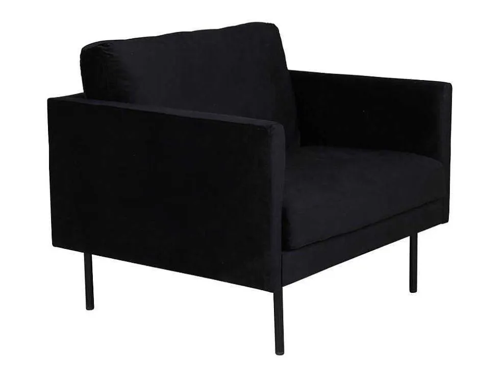 Zoom Fauteuil Velours Zwart.