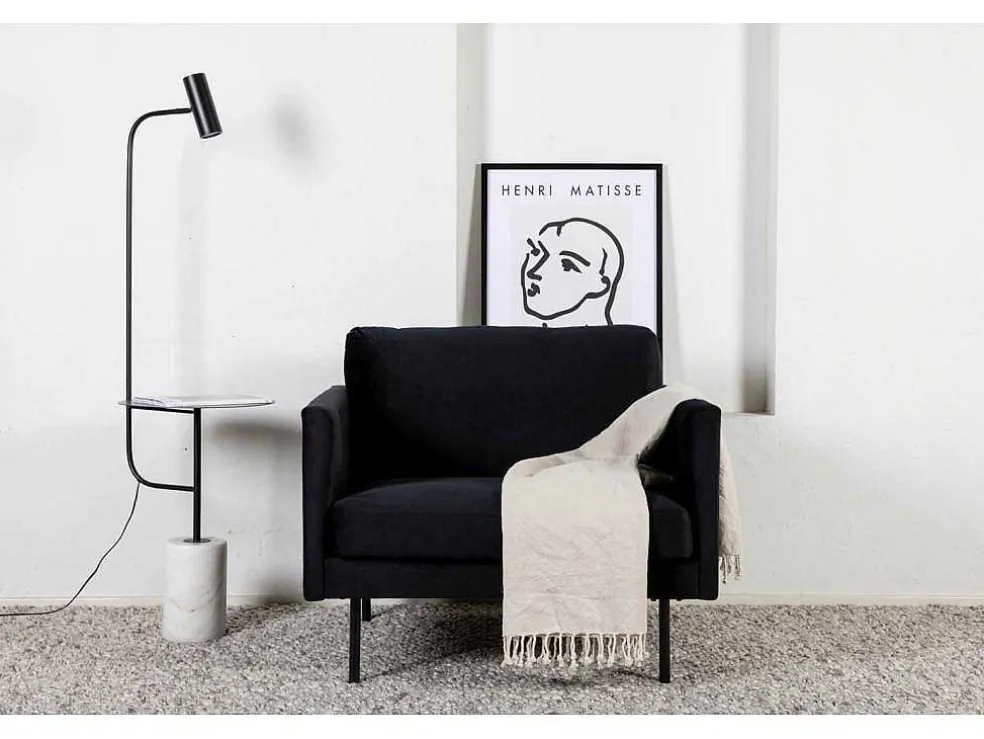 Zoom Fauteuil Velours Zwart.