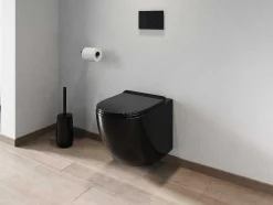 Zwarte Glanzende Hang-Wc Van Keramiek Zonder Rand - Javoine