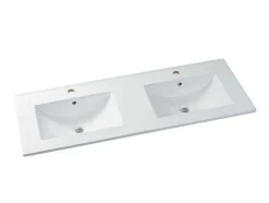 Zwevend Wastafelmeubel Met Dubbel Inbouwbekken - Wit - 120 Cm - Selita